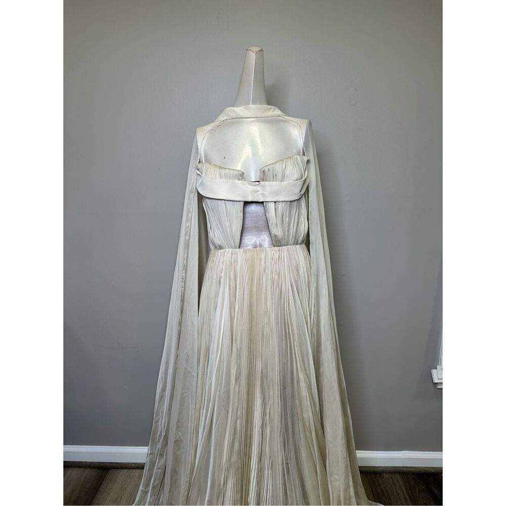 BIBHU MOHAPATRA Pleated Silk Chiffon Strapless Gown with Cape Detail US8 $9015 - Picture 6 of 16